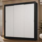 Guarda-Roupa Casal 3 Portas de Correr Preto/Branco Sublime Madesa