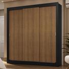 Guarda-Roupa Casal 3 Portas de Correr Preto/Rustic Sublime Madesa