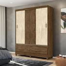 Guarda Roupa Casal 3 portas deslizantes com 2 gavetas Castanho Wood / Avelã Flex New Suécia - Moval