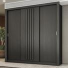 Guarda Roupa Casal 3 Portas Doha 2 Gavetas Carraro Ripado Preto Touch Guarda Roupa Casal 3 Portas Doha 2 Gavetas Carraro Ripado Preto Touch