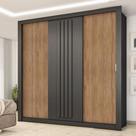 Guarda Roupa Casal 3 Portas Doha Carraro Preto Touch Com Freijó