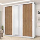 Guarda Roupa Casal 3 Portas Doha Carraro Ripado Branco Com Freijó