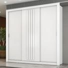 Guarda Roupa Casal 3 Portas Doha Carraro Ripado Branco