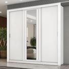Guarda Roupa Casal 3 Portas Doha Com Espelho Central Carraro Branco