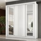 Guarda Roupa Casal 3 Portas Doha Com Espelhos Laterais Carraro Branco