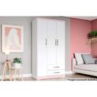 Guarda Roupa Casal 3 Portas e 2 Gavetas Açaí DA133 Branco - Henn Guarda Roupa Casal 3 Portas e 2 Gavetas Açaí DA133 Branco - Henn