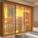 Guarda-Roupa Casal 3 Portas Reflecta com LED 100% MDF Royale Marrom/Marrome