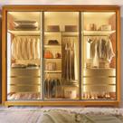 Guarda-roupa Casal 3 Portas Reflecta com Pés e Led 100% Mdf Platinum
