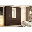 Guarda Roupa Casal 4 Portas (2 c/ Espelho) e 6 Gavetas Cádis Cafe Touch - Demóbile