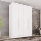 Guarda-Roupa Casal 4 Portas 2 Gavetas França Branco