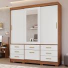 Guarda-roupa Casal 4 Portas 7 Gavetas com Espelho e Pés 192cm 100% Mdf Penedo Espresso Móveis