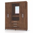 Guarda Roupa Casal 4 Portas Capelinha Fortaleza 1006180 Imbuia Rustico Vila Rica