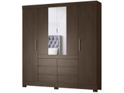 Guarda Roupa Casal 4 Portas com Espelho e Pés Cádis Ébano Touch 66510 Demóbile Guarda Roupa Casal 4 Portas com Espelho e Pés Cádis Ébano Touch 66510 Demóbile