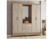 Guarda Roupa Casal 4 Portas com Pés e Espelho Capelinha Pérsia Nogal Vanilla Touch 43220 Demóbile