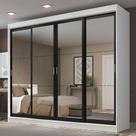 Guarda-roupa Casal 4 Portas de Espelho 3 Gavetas Branco