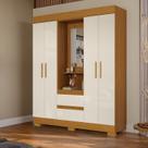 Guarda-roupa Casal 4 Portas e 2 Gavetas Capelinha com Espelho 149cm Alyssa Espresso Móveis