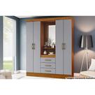 Guarda Roupa Casal 4 Portas e 3 Gavetas c/ 1 Espelho Briz B24 Nature/Cinza - Henn