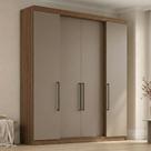 Guarda Roupa Casal 4 Portas e 4 Gavetas Berlim Nogueira/Fendi