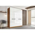 Guarda Roupa Casal 4 Portas e 4 Gavetas Lisboa Freijo/Branco - Politorno