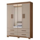 Guarda Roupa Casal 4p Espelho 157 Cm Miami Carvalho Fendi Moval
