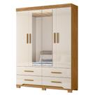 Guarda Roupa Casal 4p Espelho 157 Cm Miami Freijo Off White Moval