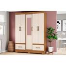 Guarda Roupa Casal 5 Portas (1 c/ Espelho) e 2 Gavetas Briz B60 Nature/Off White - Henn