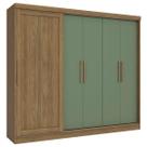 Guarda-Roupa Casal 5 Portas 4 Gavetas Nogueira/Verde Oliva N564 - Kappesberg