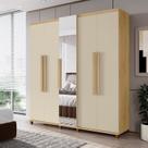 Guarda-roupa Casal 5 Portas com Espelho Sapateira e 3 Gavetas Interna Munique