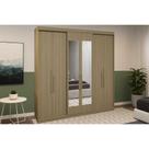 Guarda Roupa Casal 6 Portas (2 c/ Espelho) e 2 Gavetas PH 1804 Cedro - Herval