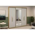 Guarda Roupa Casal 6 Portas (2 c/ Espelho) e 2 Gavetas PH 1804 Cedro/Off White - Herval