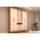 Guarda Roupa Casal 6 Portas (2 c/ Espelho) e 3 Gavetas Débora Nature/Off White - ACP