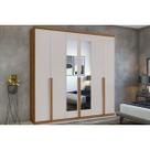 Guarda Roupa Casal 6 Portas (2 c/ Espelho) e 4 Gavetas Alonzo New Amêndoa/Off White - Lopas