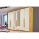 Guarda Roupa Casal 6 Portas (2 c/ Espelho) e 4 Gavetas Oslo Peroba/Off White - Europa Guarda Roupa Casal 6 Portas (2 c/ Espelho) e 4 Gavetas Oslo Peroba/Off White - Europa
