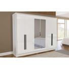 Guarda Roupa Casal 6 Portas (2 c/ Espelho) e 4 Gavetas Valência Branco - Politorno Guarda Roupa Casal 6 Portas (2 c/ Espelho) e 4 Gavetas Valência Branco - Politorno