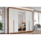 Guarda Roupa Casal 6 Portas (2 c/ Espelho) e 6 Gavetas c/ Pés Guarapari Cinamomo/Off White - Panan