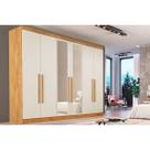 Guarda Roupa Casal 6 Portas (2 c/ Espelho) e 6 Gavetas Oslo Peroba/Off White - Europa