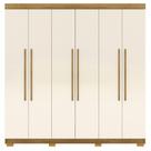 Guarda Roupa Casal 6 Portas 2 Gavetas 218Cm Nature Champanhe