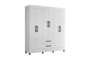 Guarda Roupa Casal 6 Portas 2 Gavetas Casal Completo Maleiro Branco Moderno Com Prateleiras E Cabideiros