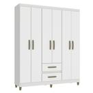 Guarda Roupa Casal 6 Portas 2 Gavetas Coimbra 140cm RP1620 Cor Branco - Fellicci Móveis