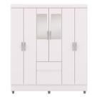 Guarda-Roupa Casal 6 Portas 2 Gavetas com Espelho Ideval Branco/Camarim