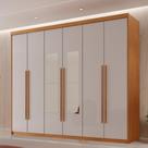Guarda Roupa Casal 6 Portas 2 Gavetas com Espelho MDF Veracruz Off White/Marromle Guarda Roupa Casal 6 Portas 2 Gavetas com Espelho MDF Veracruz Off White/Marromle