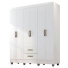 Guarda-roupa Casal 6 Portas 2 Gavetas E 5 Prateleira Lisa Mdp Branco