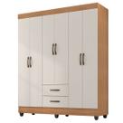 Guarda-Roupa Casal 6 Portas 2 Gavetas e 5 Prateleira Lisa MDP