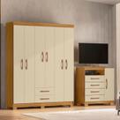 Guarda-Roupa Casal 6 Portas 2 Gavetas e Cômoda Sapateira 4 Gavetas Itapema Guarda-Roupa Casal 6 Portas 2 Gavetas e Cômoda Sapateira 4 Gavetas Itapema