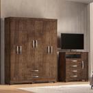 Guarda-Roupa Casal 6 Portas 2 Gavetas e Cômoda Sapateira 4 Gavetas Itapema