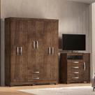 Guarda-Roupa Casal 6 Portas 2 Gavetas e Cômoda Sapateira 4 Gavetas Itapema Marrom/Malbec
