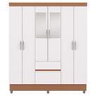 Guarda Roupa Casal 6 Portas 2 Gavetas Espelho Branco Camarim