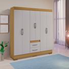 Guarda-Roupa Casal 6 Portas 2 Gavetas Peroba/Off White RP154 Rei Móveis Guarda-Roupa Casal 6 Portas 2 Gavetas Peroba/Off White RP154 Rei Móveis