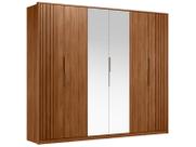 Guarda Roupa Casal 6 Portas (2 Ripadas e 2 c/ Espelho) e 6 Gavetas Atrice Nogueira Touch - Demóbile