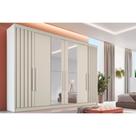 Guarda Roupa Casal 6 Portas (2 Ripadas e 2 c/ Espelho) e 6 Gavetas Potente Off White - Europa Guarda Roupa Casal 6 Portas (2 Ripadas e 2 c/ Espelho) e 6 Gavetas Potente Off White - Europa